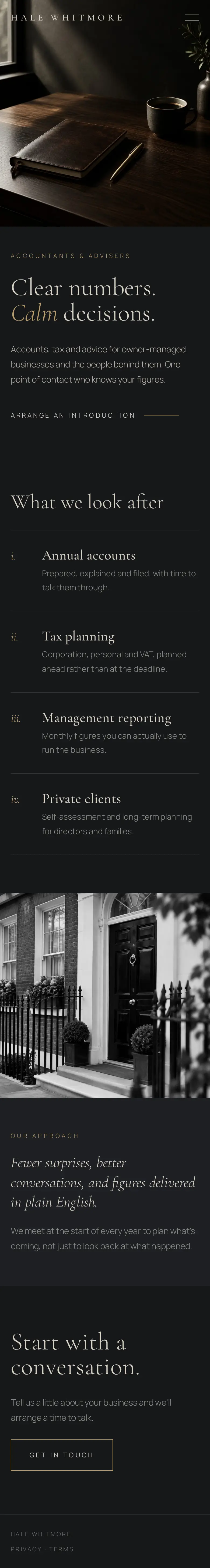 Full-length mobile view of the Accountancy practice concept website